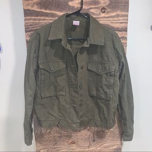 Olive Green Big Pocket Cropped Jacket - NEVER WORN